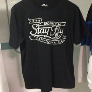 Black Stay Fly tee,size medium